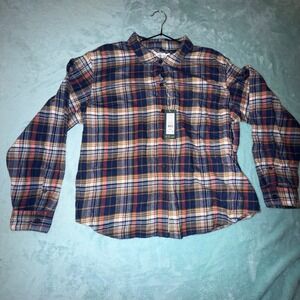 Alpine Design Womens Flannel Shirt Long Sleeve Midweight Brown Rock Plaid XL NWT